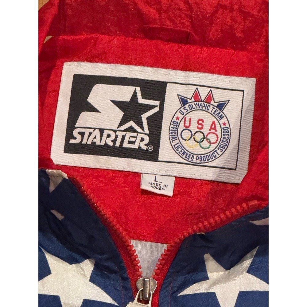 Vintage 90s Starter USA Olympics Team Windbreaker Jacket Large Stars AOP Rare - Picture 4 of 4